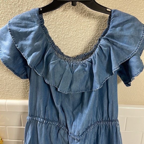 LOFT wide leg cropped chambray blue jumpsuit . NEW without tags . Size Large - Picture 7 of 8